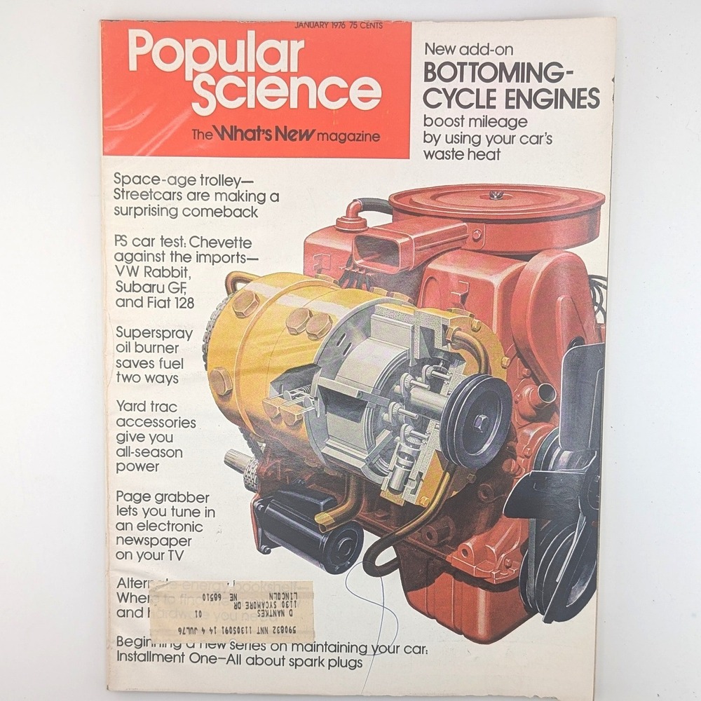 Popular Science Magazine January 1976 Bottoming-Cycle Engines Chevy Chevette VW